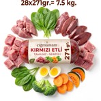 Çiğmamam Barf Kırmızı Etli Tahılsız Sebzeli Barf Köpek Maması 7.5 kg - 271 G x 28
