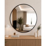 Effe Yapı Dekor Siyah Metal Çerçeveli   70 cm   Yuvarlak Ayna