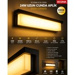 Econa 24W Uzun Cunda LED Duvar Aplik 3000K Günışığı Modern Şık Dış Mekan ve Iç Mekan Aydınlatma,duvar Lambası,kapı Girişi, Çok Şık Bahçe Duvar LED Aplik
