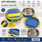 Veroksa Çift Bölmeli Paslanmaz Çelik Beslenme Kabı Sızdırmaz Kilitli Lunch Box