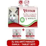 Vetixir Kedi Bitkisel İç-Dış Anti Parazit Ense Bitkisel Damlası Bit Pire Kene Damla Seti - 5 Damla 2 Tablet