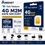 Türk Telekom 4g Data Sim Kart Aylık 20GB Yıllık 240GB Internet Tüm 4g Cihazlarla Uyumlu