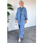 Julude Taş Işlemeli Bel Lastikli Pantolon Ön Çıtçıtlı Tunik Tesettür Ikili Takım P-00022528