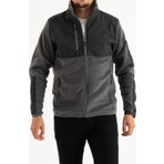Souris Erkek Füme Slim Fit Anti-Pilling Tüylenme Yapmayan Tam Fermuar Softshell Garnili Polar Sweatshirt