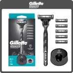 Gillette Mach3 Charcoal Tıraş Makinesi ve Yedek Bıçağı 6'lı + Tıraş Bıçağı Standı