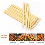 Ttt 60 Adet Ahşap Geniş Çöp Şiş - Adana Kebap Şişi - 25 cm