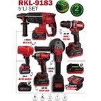 Retools RKL-9183 21V Profesyonel 5'li Set Darbesiz Hava Üflemeli Güçlü 33,6 W Akü ile