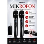 Neffo Kablosuz Karaoke Çift Mikrofon 6.35 mm Sahne Parti Aktivite Amfi Hoparlör