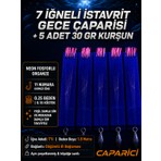 Çaparici 7 Iğneli Istavrit Gece Çaparisi(5 Adet)+5 Adet 30 gr Kurşun 11 Numara Kırmızı Iğne 0.25 Beden 0.15 Köstek