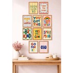 UNT Motivasyon Sözleri Duvar Tablo Seti Renkli Tasarım 15 x 20 Çerçevesiz Modern Tema Uv Baskı