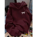 herkesemoda Kurdele Baskılı Kapüşonlu 2 Iplik Şardonlu Sweatshirt