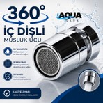 Aqua Sara 360 Derece Dönebilen Musluk Ucu Iç Dişli Perlatör Mutfak Batarya Aparatı Banyo Musluk Başlığı Paslanmaz Çelik