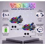 2 Adet Y20 Max Telsiz Özellikli 5.3 Motosiklet Kask Kulaklık Intercom Işıklı Motorsiklet Interkom