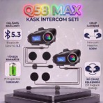 Always Teknoloji 2 Adet Q58-MAX Radyolu Telsiz Özellikli 2 Kişi Bağlantılı Bluetooth Kask Kulaklık Ekranlı Fenerli Müzik ve Intercom