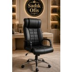 Sadık Ofis Ergonomik Yüksek Sırtlı Ofis Koltuğu Suni Deri Orta Sert Oturum Konforu Krom Tekerlek