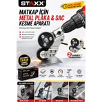 Staxx Power Matkap Için Metal Plaka & Sac Kesme Aparatı Sac Makası Tüm Elektrikli ve Şarjlı Matkaplara Uyumlu