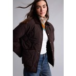 DeFacto Oversize Su İtici Kadife Yaka Cepli Kapitoneli Ceket Mont H2881AX26AU