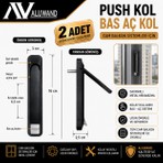 Aluwand Cam Balkon Kolu - Bas Aç Kol - Tuşlu Kol - Pusu Kol Siyah Renkli 2 Adet