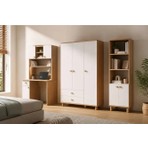 Cozibo Aura Genç Odası - 3'lü Genç Odası Takımı Safirmeşe-Beyaz - 3 Kapılı Dolap - Çalışma Masası - Kitaplık
