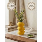 Filkorium3D Minimal Limon Tasarımlı Plastik Vazo - Kuru Çiçek Vazosu 15 cm | 3 Katlı Dekoratif Vazo | Modern Ev Dekoru