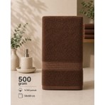 %100 Pamuk 50X90 Ara Bordür Kahverengi Yüz Havlusu 500 Gram
