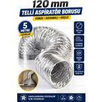 Ellante 120 mm 5 Metre Telli Alüminyum Esnek Aspiratör Borusu Davlumbaz Havalandırma Borusu