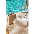 Ocean Home Textile 2'li Termal Astarlı Su Itici Leke Tutmaz Jüt Keten Makyaj Çantası Seti 25 x 15 x 12.5 / 20 x 21 x 11 cm