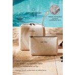 Ocean Home Textile 2'li Termal Astarlı Su Itici Leke Tutmaz Jüt Keten Makyaj Çantası Seti 19 x 13 x 7 / 20 x 21 x 11 cm