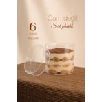Ezupack 6'lı Yuvarlak Tiramisu Cup Mika Kase Plastik Şeffaf Kapaklı Sunum Kabı Tatlı & Meze ve Salata Kap