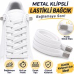 YeferStore Ultra Kullanışlı Elastik Metal Tokalı Ayakkabı Bağcığı, Giy Çıkar Pratik Bağcık, 100CM 1 Çift