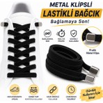 YeferStore Ultra Kullanışlı Elastik Metal Tokalı Ayakkabı Bağcığı, Giy Çıkar Pratik Bağcık, 100CM 1 Çift