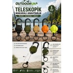 Outdoorun Geri Sarılabilir Makaralı Kamp Karabina Kancalı Sportif Anahtarlık