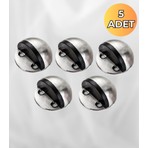 ALMITAL 5 ADET  Çap 4 CM Inox, Büyük Yarım Ay Yapışkanlı veya Vidalı Kullanılabilen Kapı Stoperi (TAMPON)