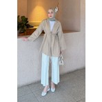 Lamelif Örgü Bağlamalı Kimono Ceket Vizonrengi