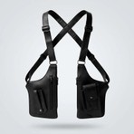 Newish Polo Erkek Siyah Vegan Deri Çapraz Askılı Çok Cepli Harness Göğüs Çantası - NEWPOLO424