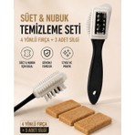 SRTfootcare 1 Adet 4 Yönlü Süet Nubuk Temizleme Fırçası + 3 Adet Nubuk Silgisi
