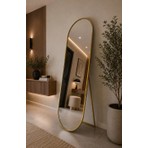 Effe Yapı Dekor Gold Metal Çerçeveli 180X60 cm Elips Model Ayaklı Boy Aynası