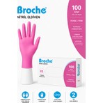 Broche Pudrasız Nitril Eldiven XS Pembe 100'lü | Lateks İçermez