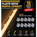 Econa 10 Adet Neon LED Tutucu Klips 1 Vidalı Duvar Aparatı,bağlantı Montaj Aparatı,kroşe,plastik Şeffaf Montaj Aparatı