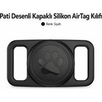 Conocer Airtag Uyumlu Pati Desenli Kapaklı Silikon Kedi Köpek Tasma Uyumlu Airtag Kılıfı Tam Korumalı Suya Dayanıklı