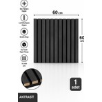 Bambus Home Dekoratif Çıtalı Mdf Akustik Duvar Paneli Akustik Ahşap Duvar Kaplama Paneli 60x60 cm Antrasit