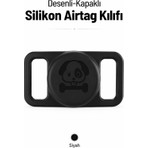 Conocer Airtag Uyumlu Desenli Kapaklı Silikon Köpek Tasma Uyumlu Airtag Kılıfı Tam Korumalı Suya Dayanıklı Siyah