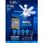 Cata CT-1154 Lodos 62W Vantilator LED Ampul 3 Renk Dimmerli ( Kumandali -Tavan Montajli)
