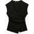 Koton Slim Fit Metal Aksesuarlı V Yaka Kruvaze Yelek