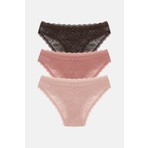Suwen 3'lü Dantelli Normal Bel Slip Külot