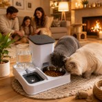 Monozone Otomatik Kedi Köpek Mama Su Kabı Gri Beslenme Seti 800 ml Su Haznesi 680 G Mama Kapasitesi