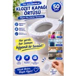 Toyfest Hijyenik Tek Kullanımlık Klozet Kapağı Poşeti 50 Adet Seyahat Tipi Tuvalet Koruyucu Örtü