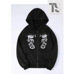Tarzsokak Double Dragons Sweatshirt Fermuarlı Hırka Siyah