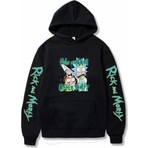 Tarzsokak Kapüşonlu Rıck And Morty Göğüs Baskılı Oversize Yeni Stil Spor Erkek Sweatshırt Siyah