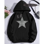Tarzsokak Kapşonlu Sweatshirt Siyah Yıldız Desenli Özel Tasarım